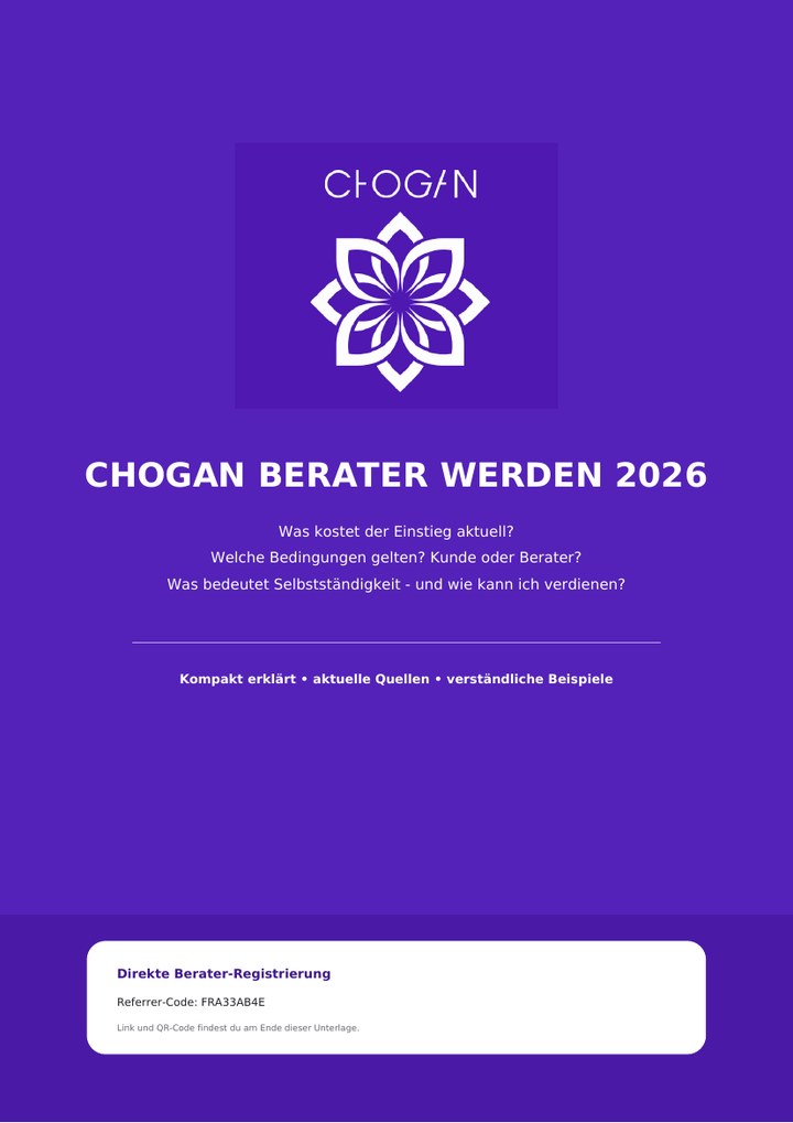 Vorschau: CHOGAN Berater werden 2026 – Kosten, Voraussetzungen, Verdienst & Anmeldelink