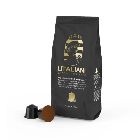 CHOGAN – LITALIANI – Getränk in Nespresso® kompatiblen Kapseln – Nocciolino (Haselnuss), 15 St. – Produktbild